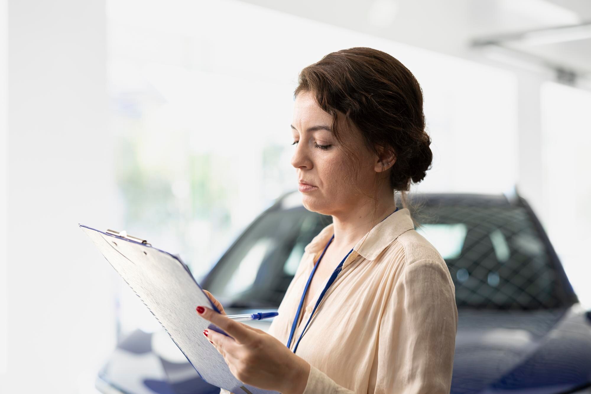 saleswoman hired explain vehicle features pricing options clients 482257 117286